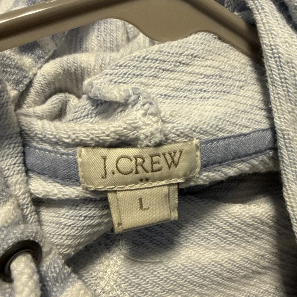 J. Crew Hoodie Womens Large Blue Striped Pullover Cotton‎ Beach - Picture 6 of 8